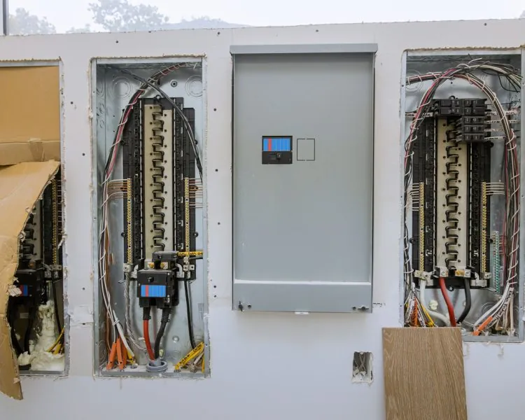 Electrical panels and meter stack during a service upgrade