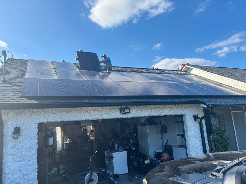 Completed rooftop solar panel installation on a home in Melbourne, FL