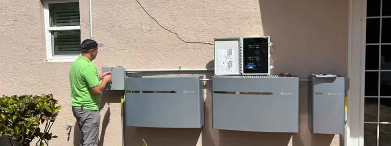 Electrician in Melbourne, FL wiring generator transfer switch panels on a home exterior